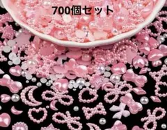 【新品】フラットバックパール 白＆ピンクミックス リボン 星 ハート