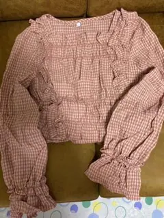 【Jumelle】check gather blouse/レッド