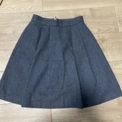 グレー フレアスカート 金属ファスナー
