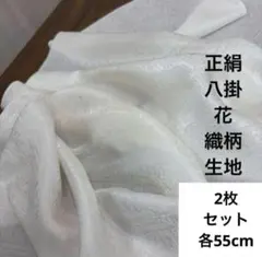 639B お値打品！2枚組！正絹 少しクリームより系 八掛花織柄生地 各55cm