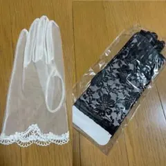 ショートグローブ　レース手袋 白 黒 結婚式 ドレスアクセサリー