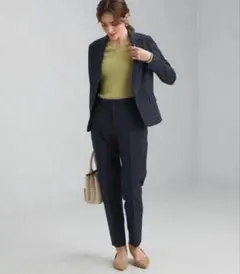 グリーンレーベルリラクシング　ノーラペルジャケットテーパードパンツセットアップ