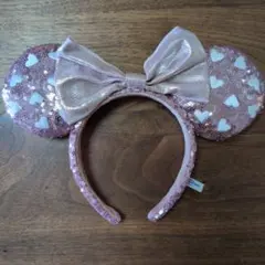 ディズニー　ピンクハートスパンコール　カチューシャ