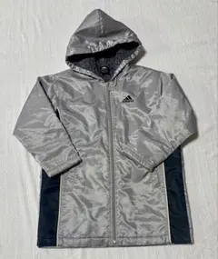 adidas ベンチコート　130サイズ　シルバー　防寒着　陸上　子供