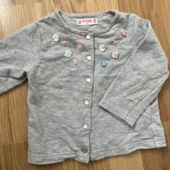 メゾピアノ　花柄カーディガン 90cm グレー