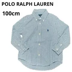 【美品】ポロ ラルフローレン 長袖シャツ ストライプ キッズ ブルー 100cm