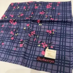 BURBERRY バーバリー ハンカチ チェック × 桜 のデザイン 大判