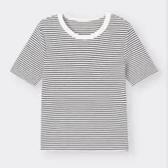 GU ボーダー 半袖 Tシャツ　リブT