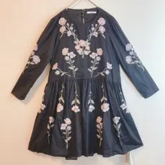 【スナイデル】（FREE）新品タグ付き レトロモダン 刺繍 花柄 長袖ワンピース