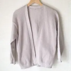 無印良品 ポリエステル　ノーカラーカーディガン ライトベージュ シンプル 羽織り