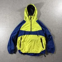 90sNIKE ACGナイロンアノラックパーカー刺繍ロゴ蛍光イエロードローコード