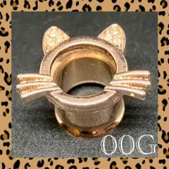 1801★未使用★00G★ボディピアス★ステンレス★ダブルフレア★猫ちゃん5