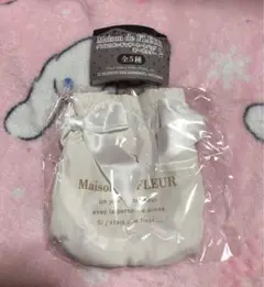 メゾンドフルール ダブルリボンギャザートートバッグキーホルダー2 ホワイト