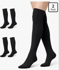新品 2足セット ブラック ハイソックス ニーハイソックス ロングソックス