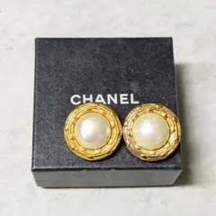 CHANEL シャネル 大粒フェイクパール イヤリング ゴールド 箱付