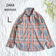 美品✨ZARA ザラ マルチカラー チェック柄 コットン 長袖 シャツ ブラウス