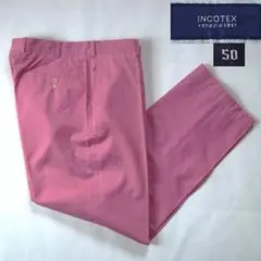美品　インコテックス　薄手　コットンパンツ　ローズピンク　50のサムネイル