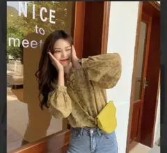 花柄長袖ブラウス イエロー系