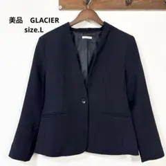17 美品　GLACIER ノーカラー ネイビー　ジャケット