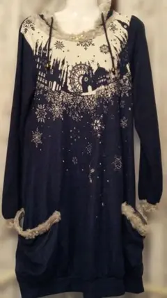アクシーズファム ネイビー 雪の結晶デザイン チュニック【未使用品】