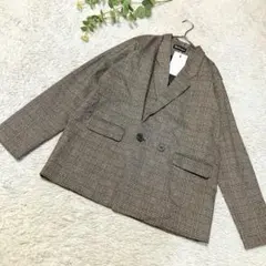 DAY CLOSET【新品】ダブルテーラードジャケット　Ｍ　薄手　チェック柄