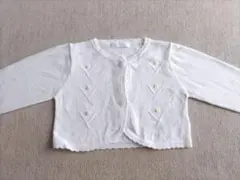 bebe ホワイト 花柄刺繍 カーディガン ボレロ 薄手 約24cm