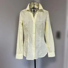 H&M 淡い黄色 ストライプ 長袖シャツ US 6