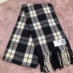 【新品未使用】チェック柄 マフラー ネイビー ホワイト
