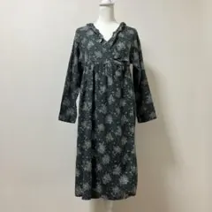 サマンサモスモス ロングワンピース　麻　綿　花柄　グリーン　ナチュラル　春　大人