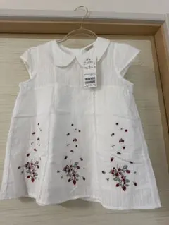 petit main 刺繍チュニック　白　130 いちご