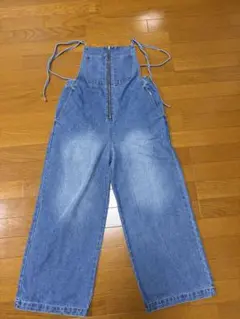 渡辺美奈代デニムブルー サロペット ワイドレッグ