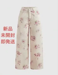【新品・即発送】shein 花柄プリント ウォッシュデニム ジーンズのサムネイル