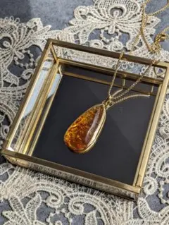 フラワーアンバー（琥珀）ペンダントトップ S925