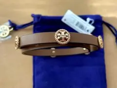 【ハワイ購入品・未使用】トリーバーチ　レザーブレスレット(ベージュ)のサムネイル