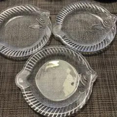 値下げ　ガラス皿　魚型　9枚組　涼しげ　取り皿　変形皿　レトロ　昭和
