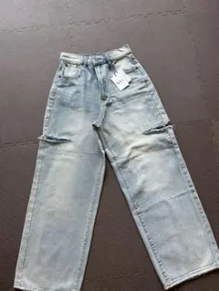 Lサイズ ダメージ加工 ライトブルーデニム