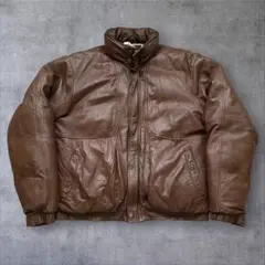 【名作】Eddie Bauer オールレザー ダウンジャケット ブラウン L相当