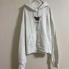 ホリスター パーカー フード 長袖 蝶刺繍 S 白 綿混 お出かけ 通学