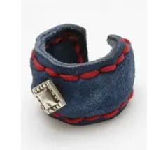 チャイハネ☆レザーダイヤンMen'sリング(ネイビー)