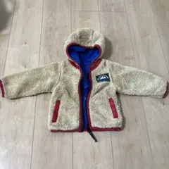 フード付きベージュ青ジャケット