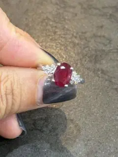 天然ルビーリング ビルマ産 1.143ct Dia0.34ct - メルカリ
