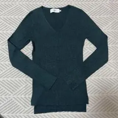 ダークグリーン Vネック 長袖ニット M ZARA