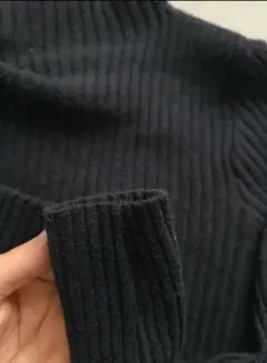 【ほぼ新品】リブ編み ブラック タ―トルネック 長袖セーター【フリーサイズ】