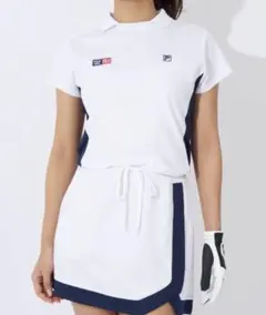 FILA GOLF レディースワンピース L ホワイト ネイビー 半袖