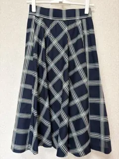 ag ネイビー チェック柄 フレアスカート