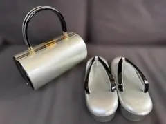 シルバー 和装用バッグと草履のセット
