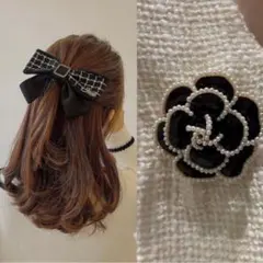 入学式　入園式　卒業式　卒園式　リボン　バレッタ　ブローチ　コサージュ　黒