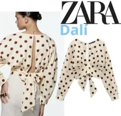 完売品　新品未使用タグ付き　ZARAザラ　リボン　ドット　ブラウス