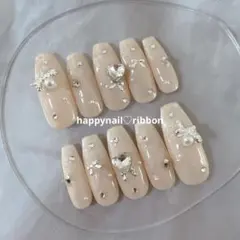 【サイズ変更、種類変更、お急ぎプラン】ネイルチップ ワンホン キラキラ ハート