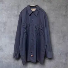 Dickies ワークシャツネイビー2XL相当 ルーズシルエット 無地 ワッペンのサムネイル